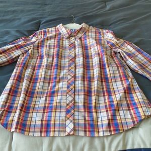 NWT Talbots plaid long sleeve blouse